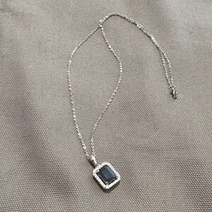Sapphire & Diamond Silver 925 Stamped Necklace